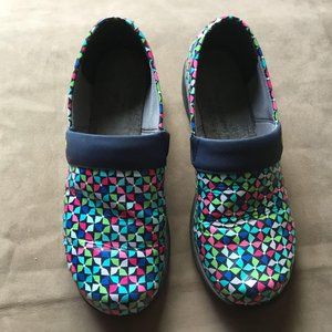 Dansko Work Wonders Colorful Geometric Clogs